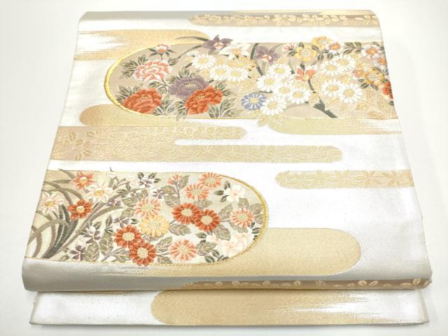 平和屋着物●田中工芸織物 祥園謹製　六通柄袋帯　エ霞草花文　金糸　銀座おゝぎ屋扱い　正絹　逸品　CABG6064hy
