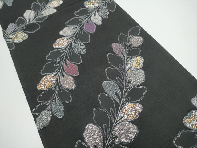 平和屋着物●こむさでもーど・COMME CA DU MODE　六通柄　京袋帯　枝葉文　黒地　正絹　逸品　CABG6065hy