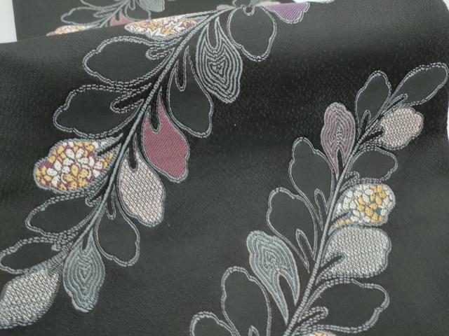 平和屋着物●こむさでもーど・COMME CA DU MODE　六通柄　京袋帯　枝葉文　黒地　正絹　逸品　CABG6065hy