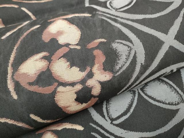 平和屋着物●西陣　六通柄　本袋帯　花丸文　黒地　正絹　逸品　CABG6070hy