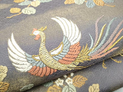 平和屋着物●六通柄袋帯　唐織　鳳凰草花文　金糸　正絹　逸品　CABG6071hy