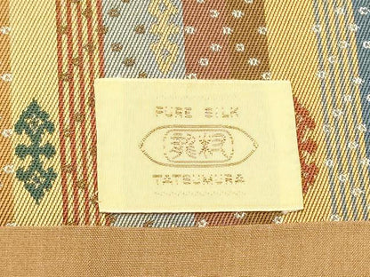 平和屋着物●龍村美術織物  　九寸開き名古屋帯　天平段文　正絹　逸品　CABG6078hy