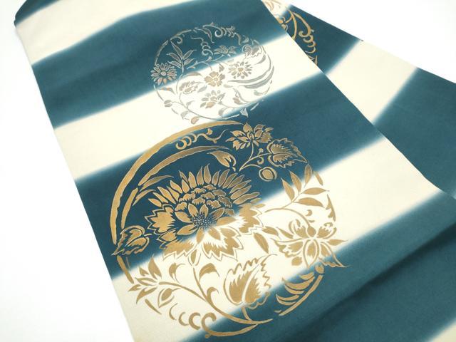 平和屋着物●九寸名古屋帯　手描き　草花丸文　金彩　正絹　逸品　CABG6083hy