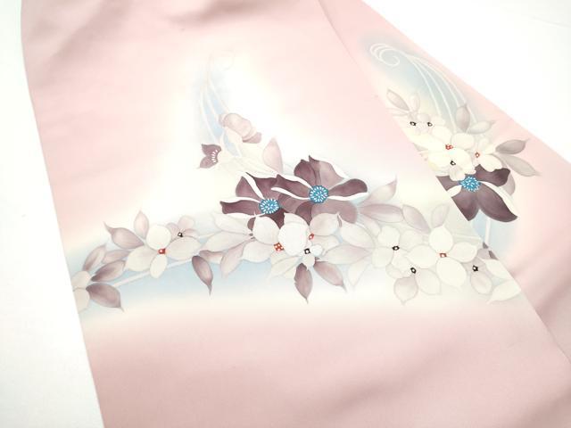 平和屋着物●塩瀬　九寸名古屋帯　ろうけつ染　舞花文　正絹　逸品　CABG6090hy