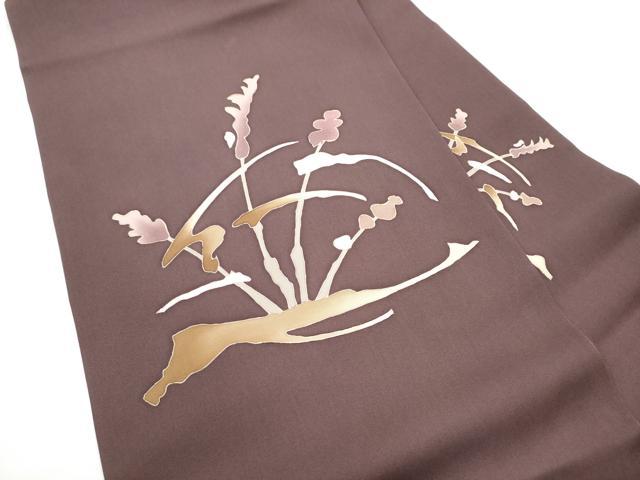 平和屋着物●京の名門　友禅　染の北川　塩瀬　九寸名古屋帯　竹屋町刺繍　草花文　金彩　宮越織物謹製　証紙付き　正絹　逸品　CABG6093hy