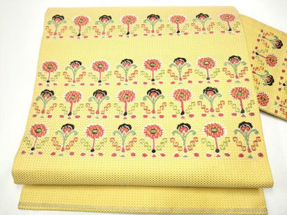 平和屋着物●九寸名古屋帯　唐織　草花文　金銀糸　正絹　逸品　CABG6095hy