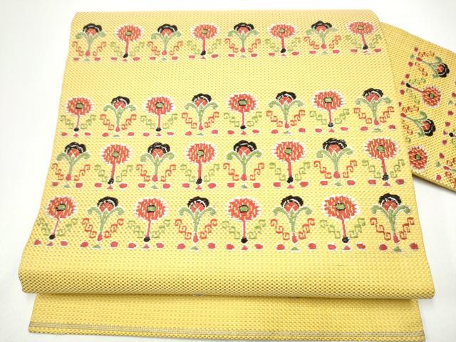 平和屋着物●九寸名古屋帯　唐織　草花文　金銀糸　正絹　逸品　CABG6095hy