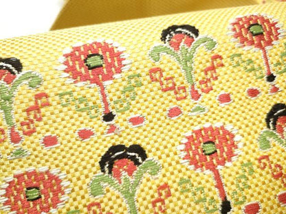 平和屋着物●九寸名古屋帯　唐織　草花文　金銀糸　正絹　逸品　CABG6095hy