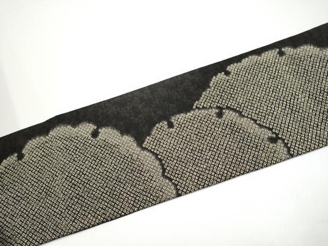 平和屋着物●九寸名古屋帯　雪輪鹿の子文　黒地　正絹　逸品　CABG6098hy