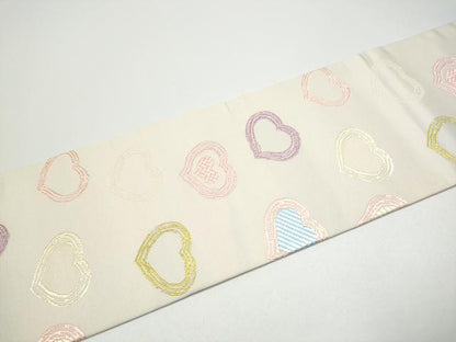 平和屋着物●西陣　大光謹製　九寸名古屋帯　唐織　ハート　証紙付き　正絹　逸品　CABG6101hy