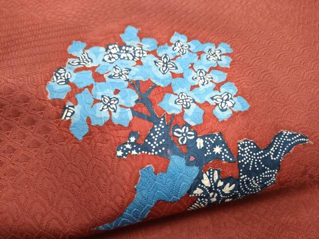 平和屋着物●宮脇綾子　九寸名古屋帯　ちくし民芸染　大根・花　草花文　正絹　逸品　CABG6105hy