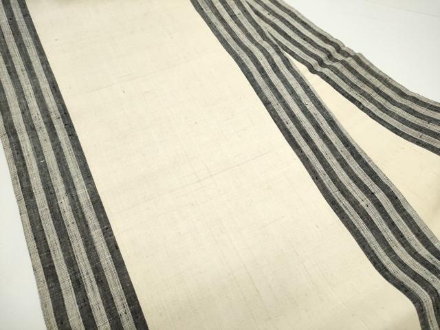 平和屋着物●全通柄　九寸名古屋帯　紬地　縞　正絹　逸品　CABG6124hy