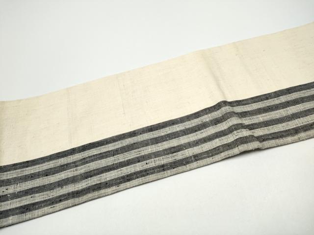 平和屋着物●全通柄　九寸名古屋帯　紬地　縞　正絹　逸品　CABG6124hy