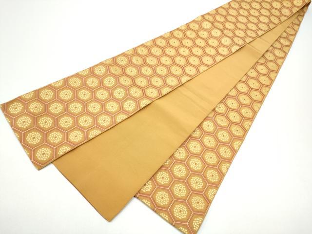 平和屋着物●本場筑前博多織　半幅帯　亀甲菊文　正絹　逸品　CABG6131hy