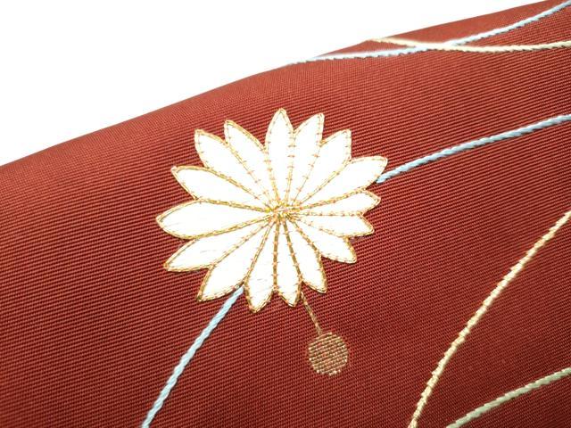 平和屋着物●塩瀬　つけ帯　駒刺繍　総刺繍　花毬文　金糸　正絹　逸品　CABG6137hy