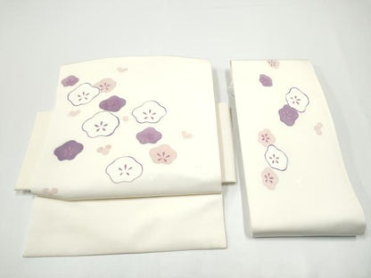平和屋着物●塩瀬　つけ帯　ろうけつ染　舞梅文　正絹　逸品　CABG6141hy