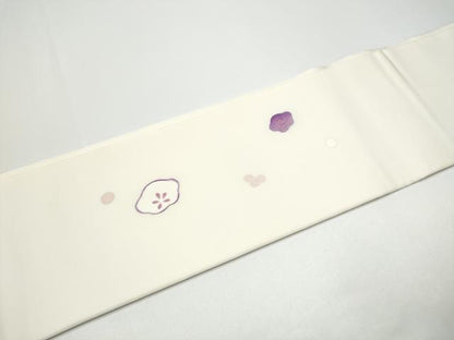 平和屋着物●塩瀬　つけ帯　ろうけつ染　舞梅文　正絹　逸品　CABG6141hy