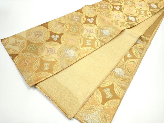 平和屋着物▽六通柄袋帯　スリーシーズン　春夏秋　七宝吉祥文　金糸　正絹　逸品　CABG6144hy