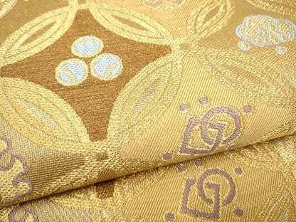 平和屋着物▽六通柄袋帯　スリーシーズン　春夏秋　七宝吉祥文　金糸　正絹　逸品　CABG6144hy