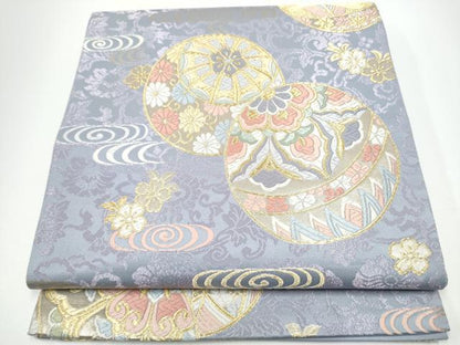 平和屋着物●六通柄袋帯　唐織　花毬文　金糸　正絹　逸品　CABG6151hy