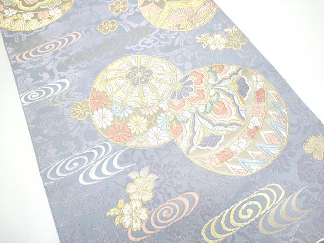 平和屋着物●六通柄袋帯　唐織　花毬文　金糸　正絹　逸品　CABG6151hy