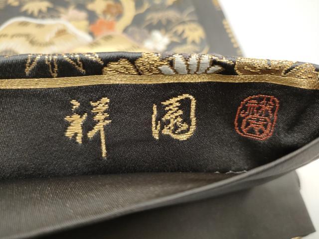 平和屋着物●田中工芸織物 祥園謹製　六通柄袋帯　唐織　風景草花文　金糸　正絹　逸品　CABG6154hy