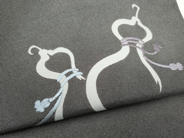平和屋着物●太鼓柄袋帯　刺繍　瓢箪　鮫小紋柄　正絹　逸品　CABG6159hy