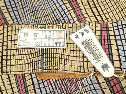 平和屋着物●本場筑前博多織　全通柄袋帯　霞文　金糸　福絖織物謹製　証紙付き　正絹　逸品　CABG6163hy