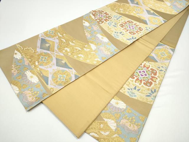 平和屋着物●六通柄袋帯　花唐草文　金糸　正絹　逸品　CABG6172hy