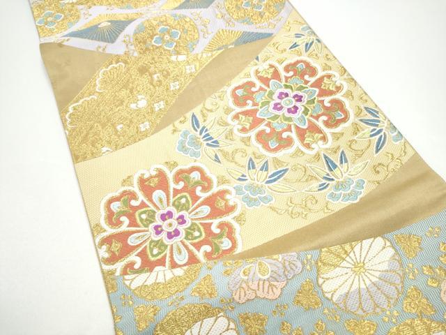 平和屋着物●六通柄袋帯　花唐草文　金糸　正絹　逸品　CABG6172hy