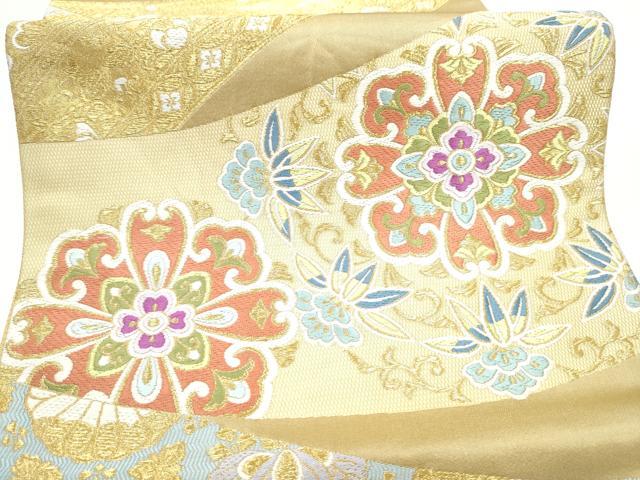 平和屋着物●六通柄袋帯　花唐草文　金糸　正絹　逸品　CABG6172hy