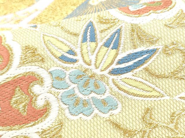 平和屋着物●六通柄袋帯　花唐草文　金糸　正絹　逸品　CABG6172hy