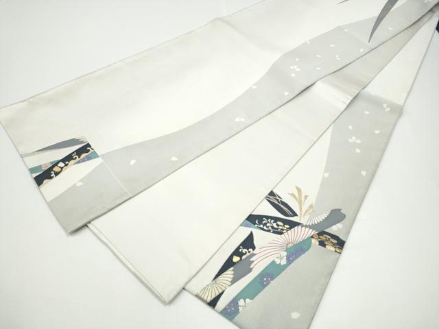 平和屋着物●六通柄袋帯　草花文　金銀糸　正絹　逸品　CABG6175hy