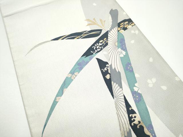 平和屋着物●六通柄袋帯　草花文　金銀糸　正絹　逸品　CABG6175hy