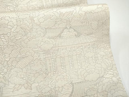 平和屋着物●両面　六通柄袋帯　風景花文　献上　正絹　逸品　CABG6185hy