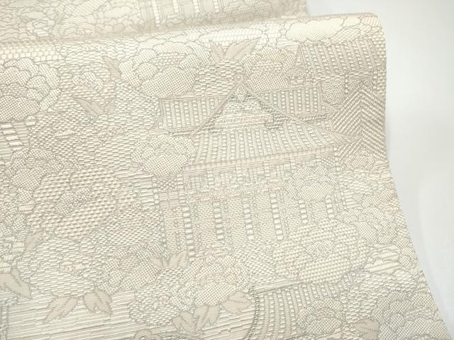 平和屋着物●両面　六通柄袋帯　風景花文　献上　正絹　逸品　CABG6185hy