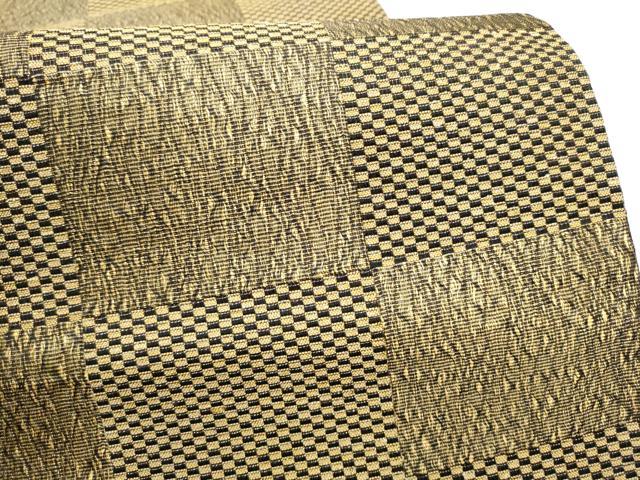 平和屋着物▽六通柄袋帯　スリーシーズン　春夏秋　櫛織　市松文様　金糸　正絹　逸品　CABG6188hy