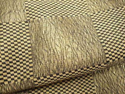 平和屋着物▽六通柄袋帯　スリーシーズン　春夏秋　櫛織　市松文様　金糸　正絹　逸品　CABG6188hy
