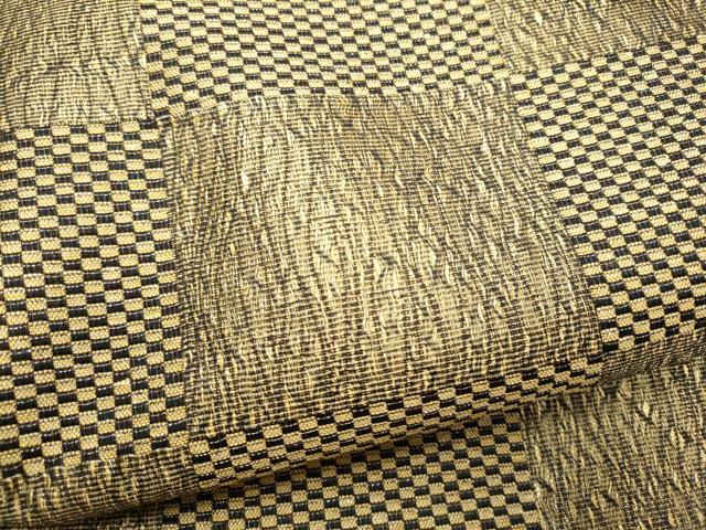 平和屋着物▽六通柄袋帯　スリーシーズン　春夏秋　櫛織　市松文様　金糸　正絹　逸品　CABG6188hy