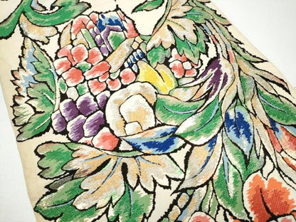 平和屋着物●全通柄　本袋帯　草花文　金糸　松坂屋扱い　正絹　逸品　CABG6190hy