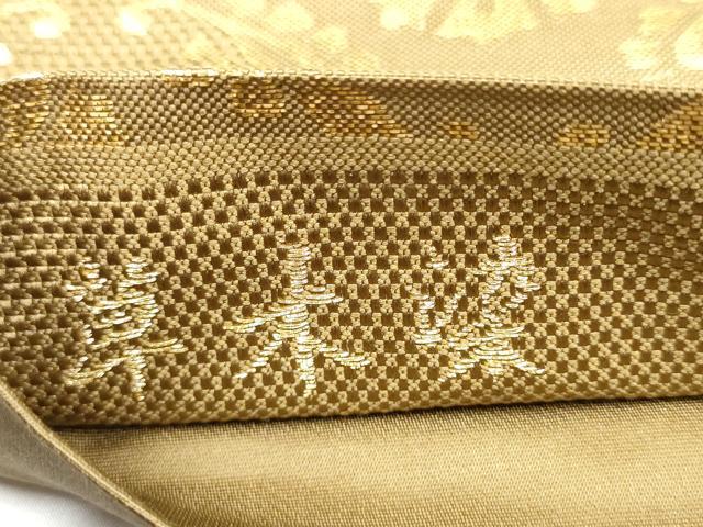平和屋着物●全通柄袋帯　草木染　小葵菱文　金糸　正絹　逸品　CABG6192hy