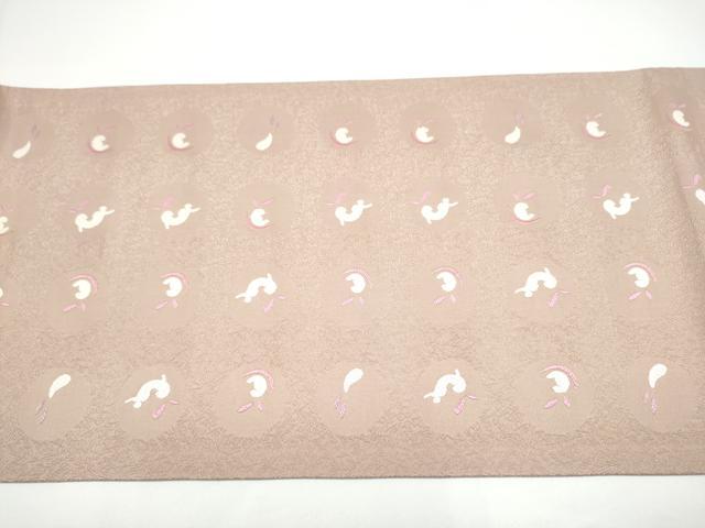 平和屋着物●六通柄袋帯　兎　正絹　逸品　CABG6193hy
