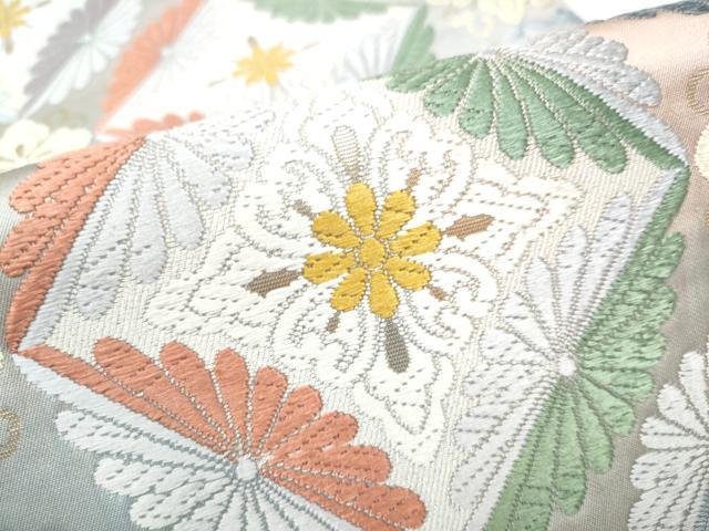 平和屋着物●六通柄袋帯　唐織　七宝花文　金銀糸　正絹　逸品　CABG6195hy