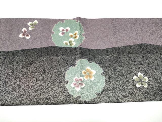 平和屋着物●六通柄袋帯　雪輪舞花文　銀通し地　正絹　逸品　CABG6196hy