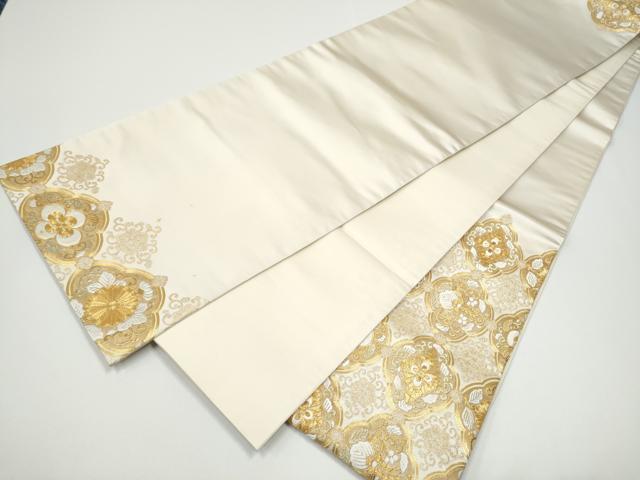 平和屋着物●銀座きしや　太鼓柄袋帯　駒刺繍　総刺繍　花唐草文　金糸　正絹　逸品　CABG6198hy
