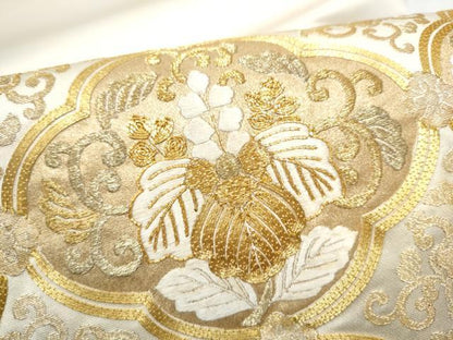 平和屋着物●銀座きしや　太鼓柄袋帯　駒刺繍　総刺繍　花唐草文　金糸　正絹　逸品　CABG6198hy