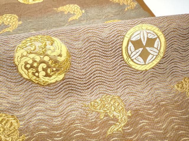 平和屋着物●京の名門　じゅらく謹製　六通柄袋帯　黄皇絲　唐織　荒磯　立波丸文　金銀糸　正絹　逸品　CABG6204hy
