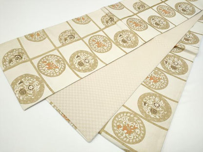 平和屋着物●全通柄袋帯　草花丸文　正絹　逸品　CABG6207hy