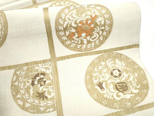 平和屋着物●全通柄袋帯　草花丸文　正絹　逸品　CABG6207hy