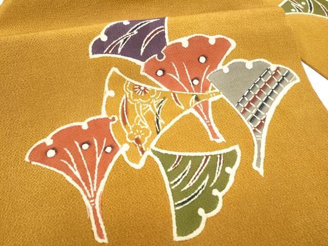 平和屋着物●九寸名古屋帯　型染め　舞葉梅文　鬼しぼ縮緬　正絹　逸品　CABG6211hy